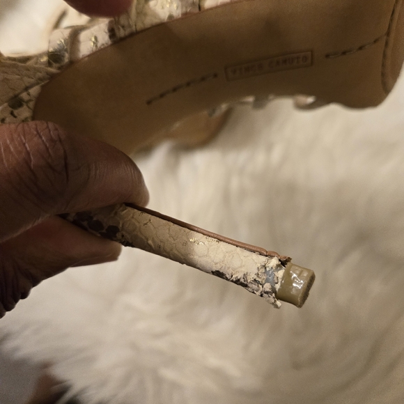 VINCE CAMUTO Women's  Gray Beige Snakeskin Caged Stilettos Size 6 1/2 M-36 1/2 - Picture 7 of 15